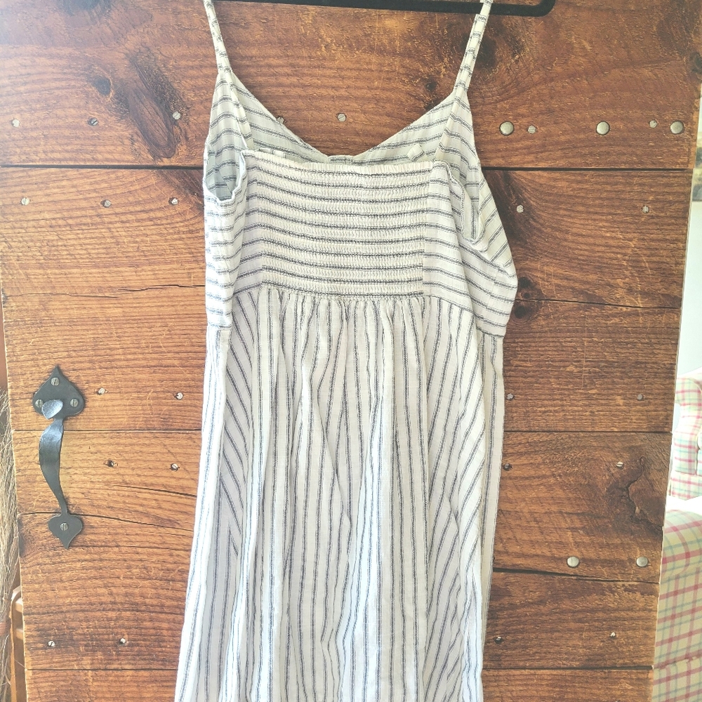 Old Navy Slate Blue and White Spaghetti Strap Sundress size large 100% cotton - Picture 4 of 5